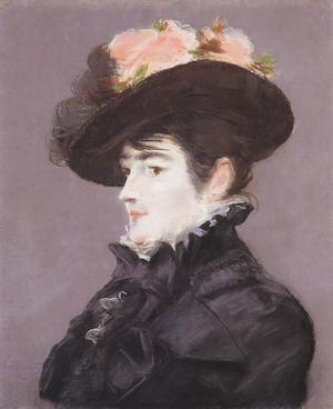 Edouard Manet Portrait de Jeanne Martin au Chapeau orne d'une Rose